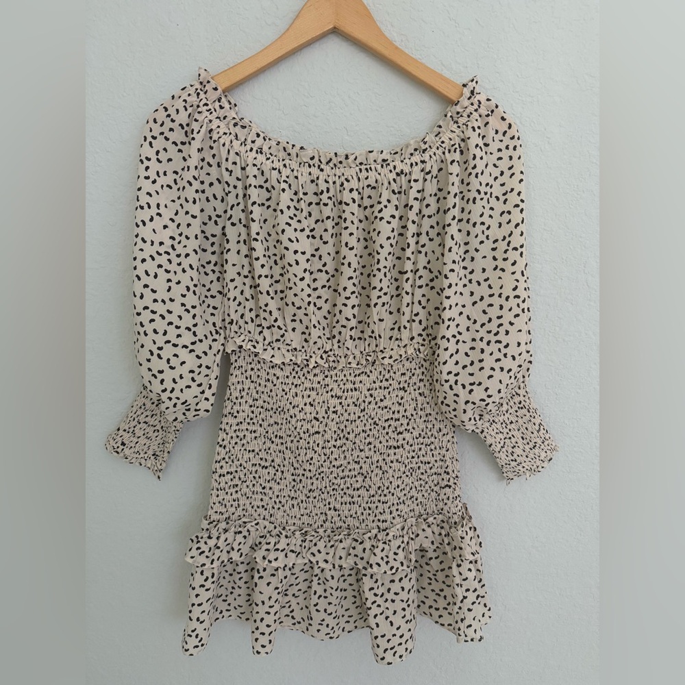 E.ssue Cream & Black Ruched Women’s Mini Dress Size S